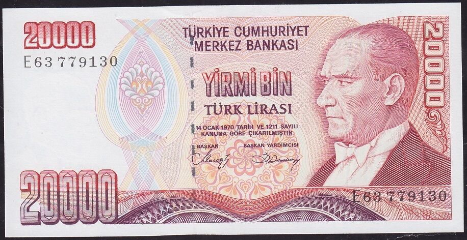 7.Emisyon 1.Tertip 20000 Lira E63 779130 Çilaltı Çil