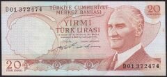6.Emisyon 2.Tertip 20 Lira D01 372474 Çilaltı
