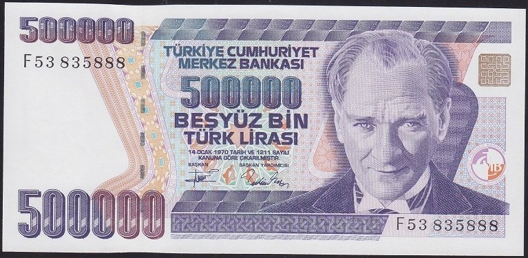 7.EMİSYON 3.TERTİP 500000 LİRA F53 835888 ÇİLALTI ÇİL