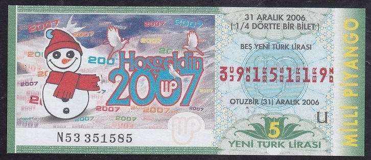 2006 31 ARALIK ÇEYREK  BİLET -  U SERİSİ