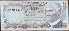 6.Emisyon 2.Tertip 5 Lira K87 311941 Çil