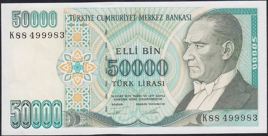 7.Emisyon 2.Tertip 50000 Lira K88 499983 Çilaltı Çil
