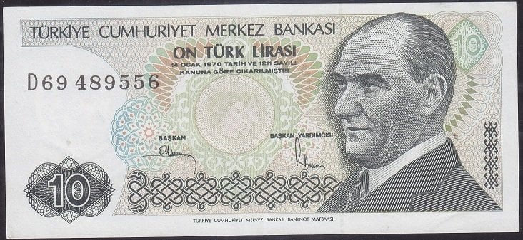 7.Emisyon 2.Tertip 10 Lira D69 489556 Ççt +