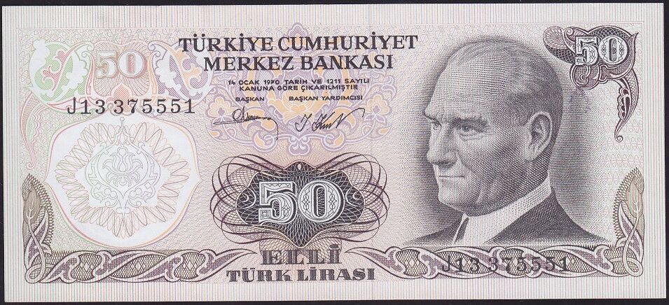 6.Emisyon 2.Tertip 50 Lira J13 375551 Çilaltı Çil