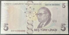 9.Emisyon 7.Tertip 5 Lira G014 565888 Çilaltı Çil