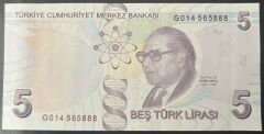 9.Emisyon 7.Tertip 5 Lira G014 565888 Çilaltı Çil