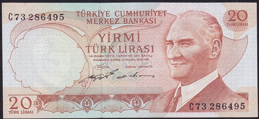 6.Emisyon 2.Tertip 20 Lira C73 286495 Çilaltı