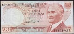 6.Emisyon 2.Tertip 20 Lira C73 286495 Çilaltı