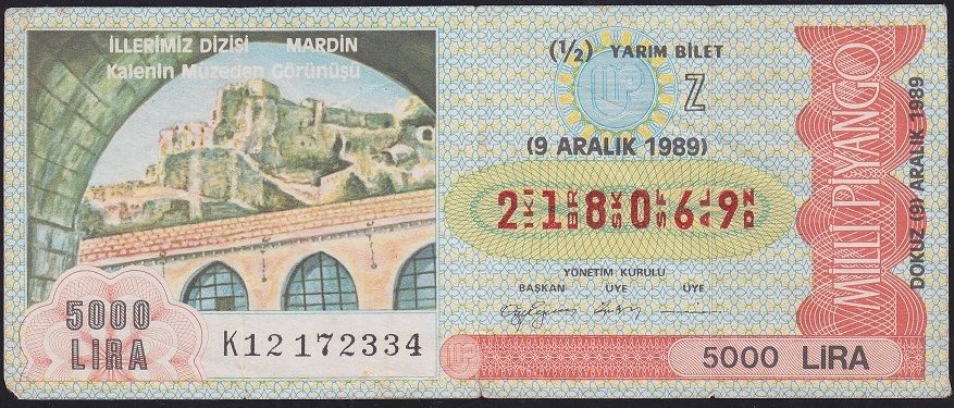 1989 9 Aralık Yarım Bilet - Z Serisi
