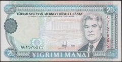 TÜRKMENİSTAN 20 MANAT 1995 ÇÇT +