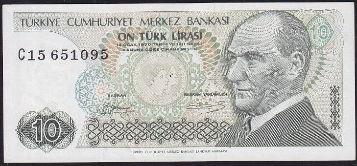 7.Emisyon 1.Tertip 10 Lira C15 651095 Çilaltı Çil Kısa Kaş