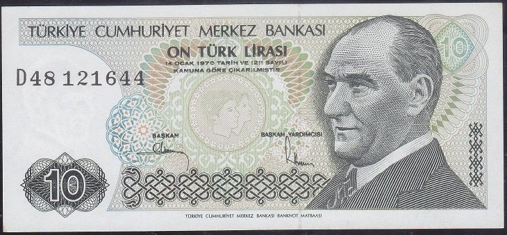 7.Emisyon 2.Tertip 10 Lira D48 121644 Çil