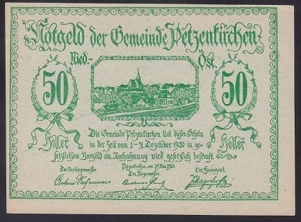 AVUSTURYA 50 HELLER NOTGELD 1920 ÇİL