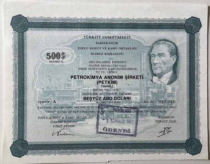 PETKİM Hisse Senedi 500 ABD Doları