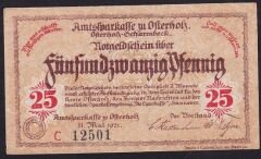 Almanya 25 Pfennig Notgeld 1921 Çil Filigranlı