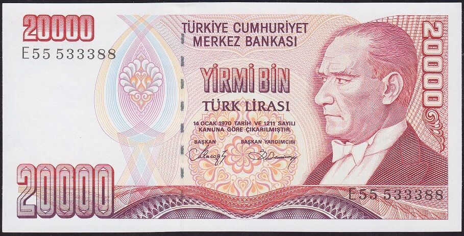 7.Emisyon 1.Tertip 20000 Lira E55 533388 Çil