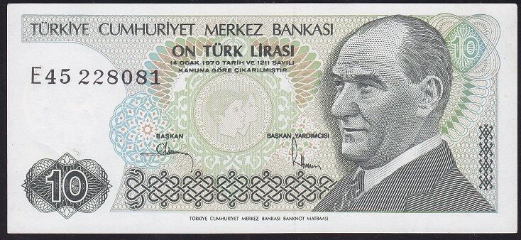 7.Emisyon 2.Tertip 10 Lira E45 228081 Çil