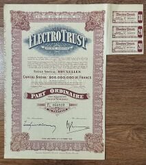 Hisse Senedi - ELECTRO TRUST 1944 ( 29 X 32 cm )