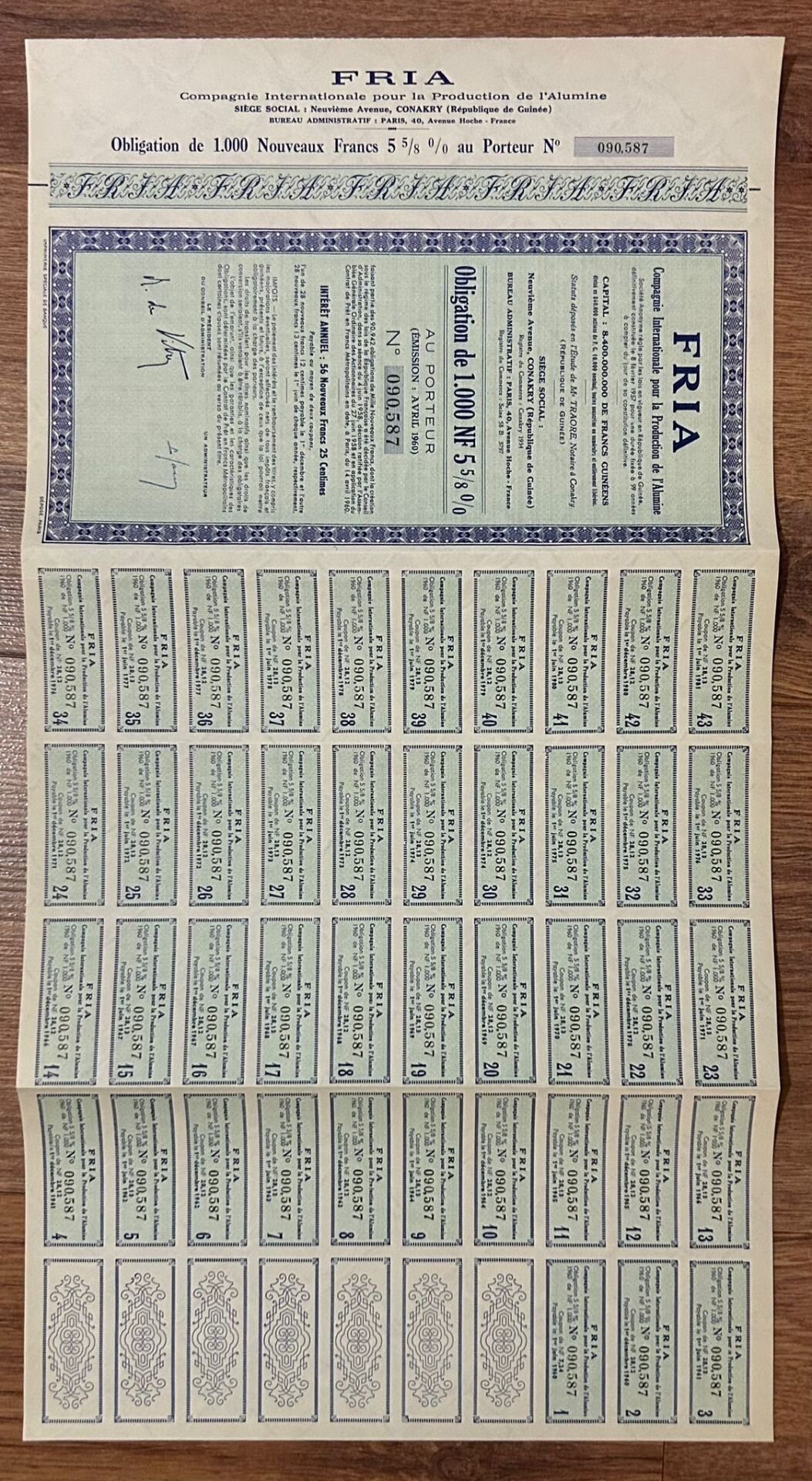 Hisse Senedi - FRİA 1960 ( 50 X 27 cm )