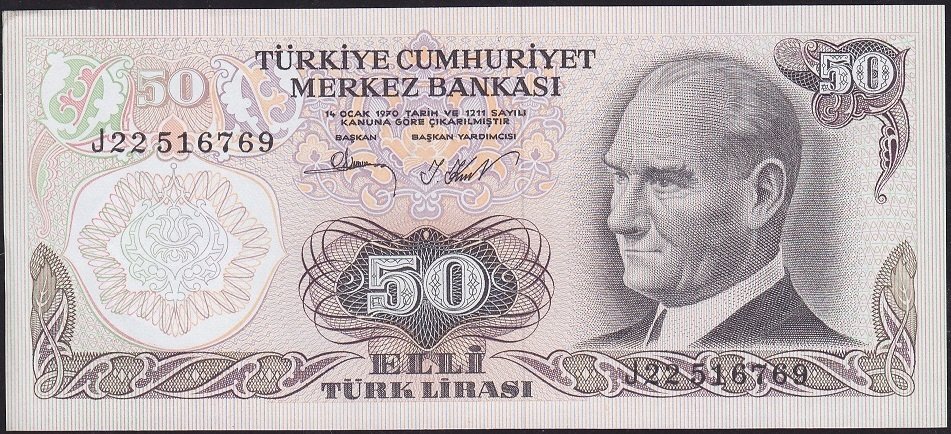 6.Emisyon 2.Tertip 50 Lira J22 516769 Çilaltı Çil