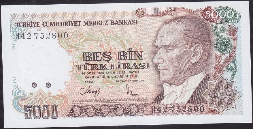 7.Emisyon 4.Tertip 5000 Lira H42 752800 Çil