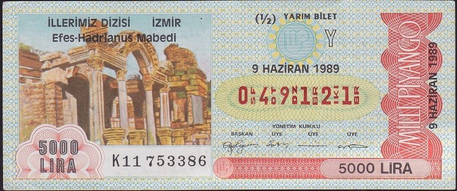 1989 9 Haziran Yarım Bilet - Y Serisi