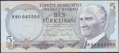 6.Emisyon 2.Tertip 5 Lira K80 045500 Çil