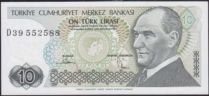 7.Emisyon 2.Tertip 10 Lira D39 552588 Çil