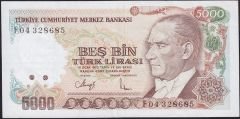 7.Emisyon 3.Tertip 5000 Lira F04 328685 Çok Temiz+