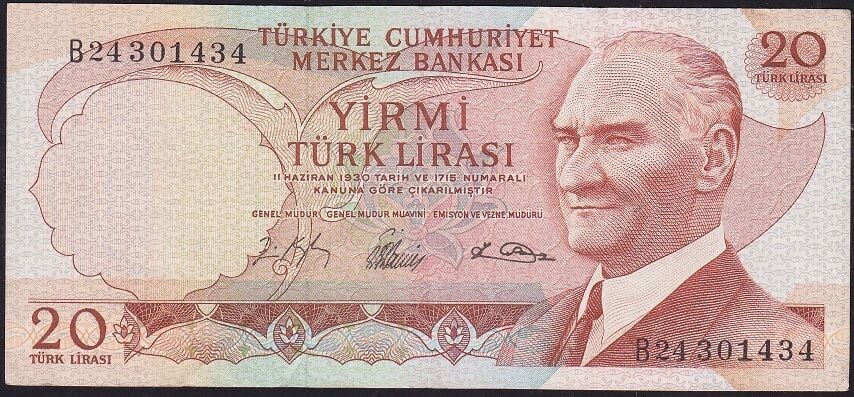 6.Emisyon 1.Tertip 20 Lira B24 301434 Çok Temiz+