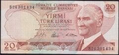 6.Emisyon 1.Tertip 20 Lira B24 301434 Çok Temiz+