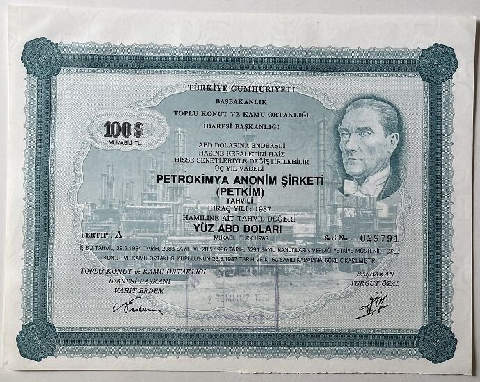 PETKİM Hisse Senedi 100 ABD Doları