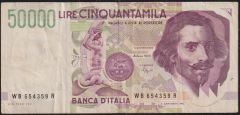 İtalya 50000 Lire 1992 Çok Temiz+