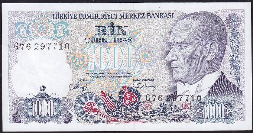 7.Emisyon 2.Tertip 1000 Lira G76 297710 Çilaltı Çil