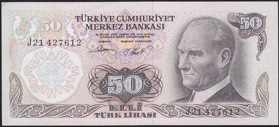 6.Emisyon 2.Tertip 50 Lira J21 427612 Çilaltı Çil