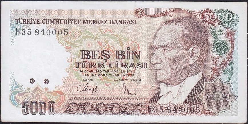 7.Emisyon 4.Tertip 5000 Lira H35 840005 Çilaltı Çil