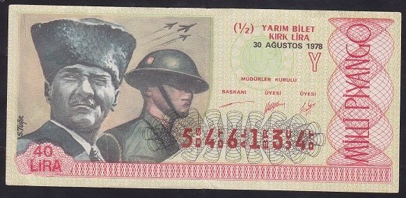 1978 30 AĞUSTOS YARIM BİLET