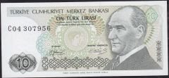 7.Emisyon 1.Tertip 10 Lira C04 307956 Çil Kısa Kaş
