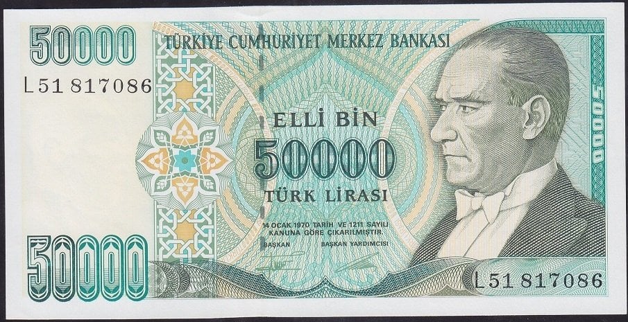 7.Emisyon 2.Tertip 50000 Lira L51 817086 Çil