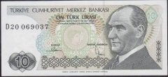 7.Emisyon 2.Tertip 10 Lira D20 069037 Çilaltı