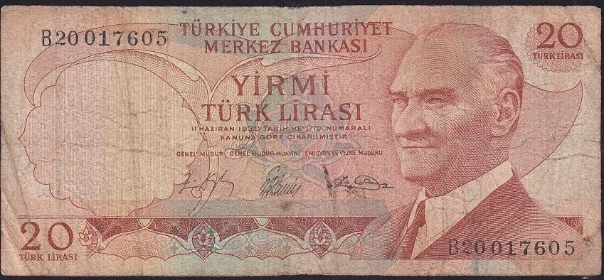 6.Emisyon 1.Tertip 20 Lira B20 017605 Temiz