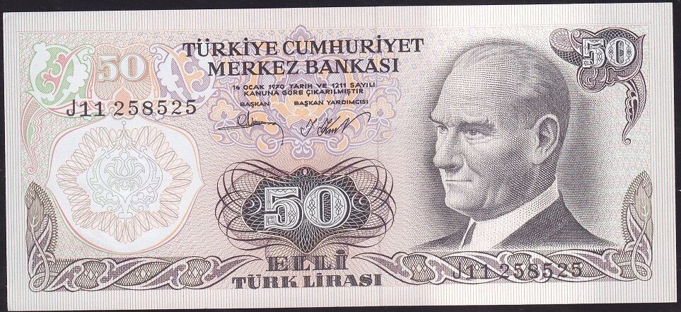 6.Emisyon 2.Tertip 50 Lira J11 258525 Çilaltı Çil