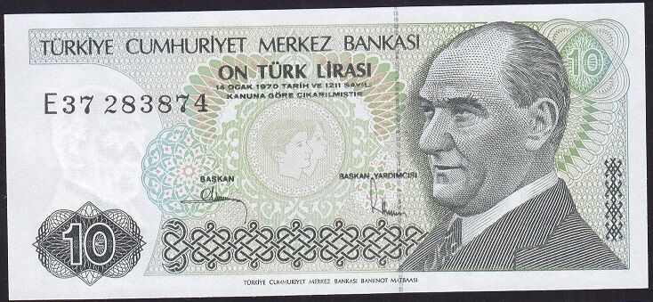 7.Emisyon 2.Tertip 10 Lira E37 283874 Çil