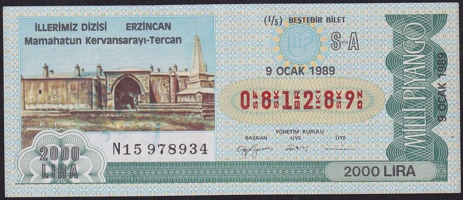 1989 9 Ocak Beşte Bir Bilet - S-A Serisi