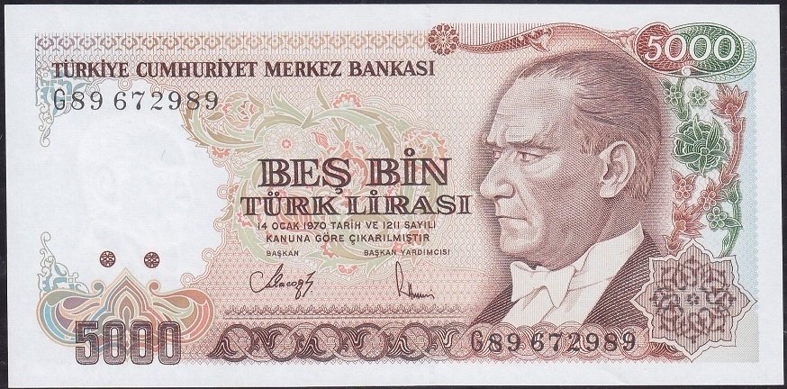 7.Emisyon 4.Tertip 5000 Lira G89 672989 Çilaltı Çil