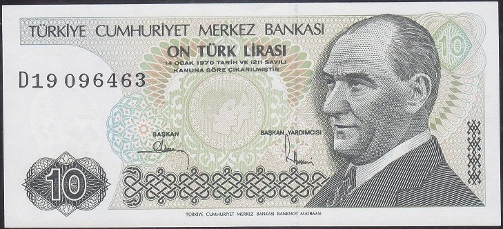 7.Emisyon 2.Tertip 10 Lira D19 096463 Çil