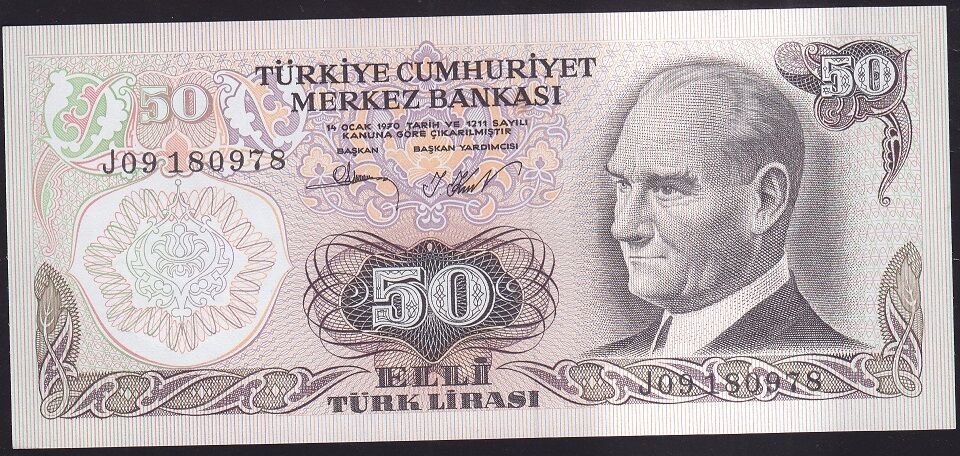 6.Emisyon 2.Tertip 50 Lira J09 180978 Çilaltı Çil
