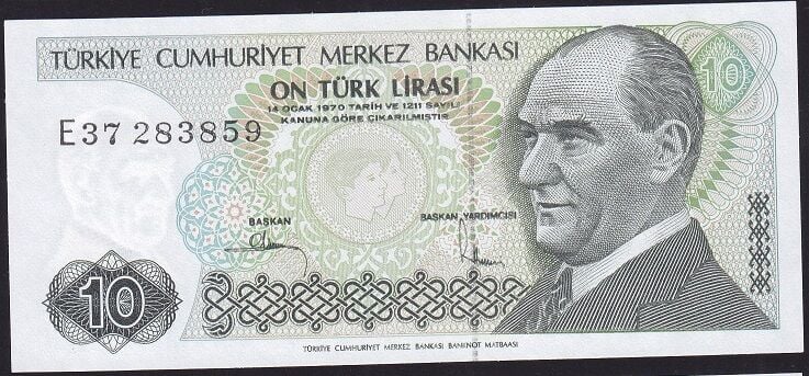 7.Emisyon 2.Tertip 10 Lira E37 283859 Çil