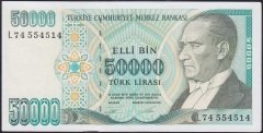 7.Emisyon 2.Tertip 50000 Lira L74 554514 Çilaltı Çil