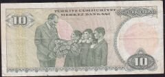 7.Emisyon 1.Tertip 10 Lira B80 262322 Çok Temiz Kısa Kaş